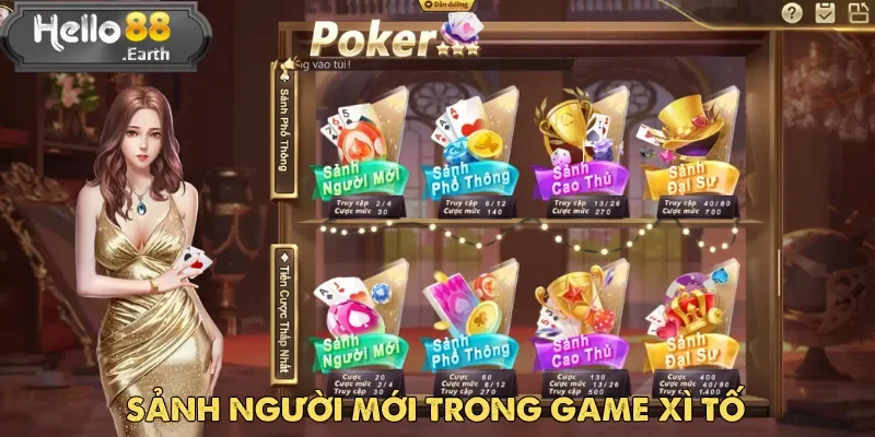 Sảnh Người Mới là điểm khởi đầu lý tưởng cho tân binh tìm hiểu về Xì Tố